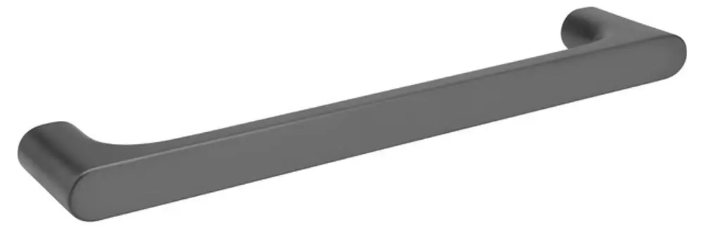 Schwarzer Haltegriff von Keuco mit gebürsteter Oberfläche, minimalistisches Design, geeignet für Bad- oder Sanitärbereich.